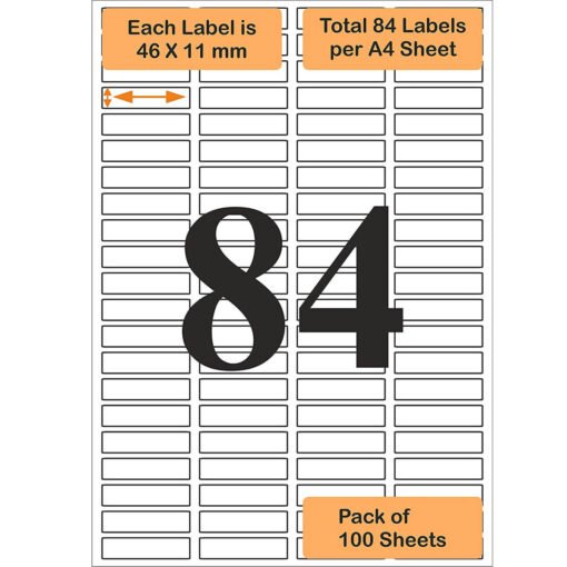 84 labels on 1 A4 size sheet