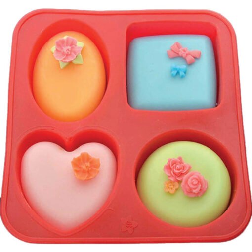 BUY ONLINE SILICONE CIRCLE, SQUARE, OVAL AND HEART SHAPE SOAP AND MINI CAKE MAKING MOULD