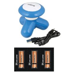 Body massager with cable and battery