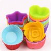 Buy online silicone multicolor different shapes cupcake mould flexible
