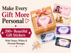 Self Adhesive Best Wishes Present Hamper Gift Box Sticker Labels