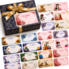 Self adhesive gift hamper box packing sticker with multiple themes and prints