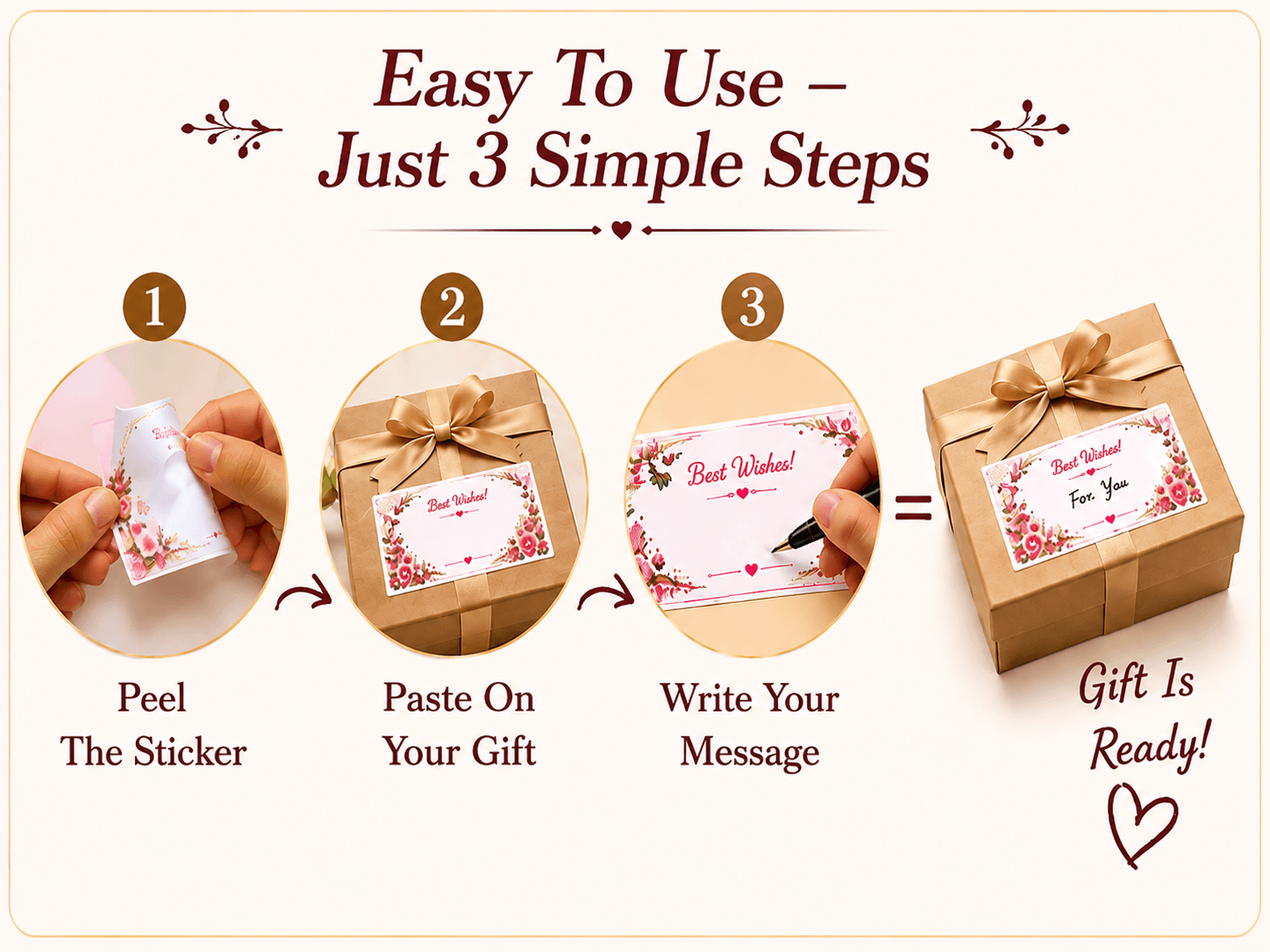 easy to stick Self Adhesive Best Wishes Present Hamper Gift Box Sticker Labels