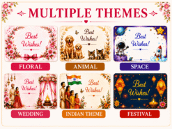 gift box sticker comes with multiple themes like flower wedding space festivals occasions etc