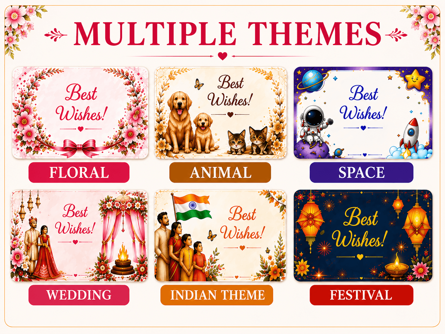 gift box sticker comes with multiple themes like flower wedding space festivals occasions etc