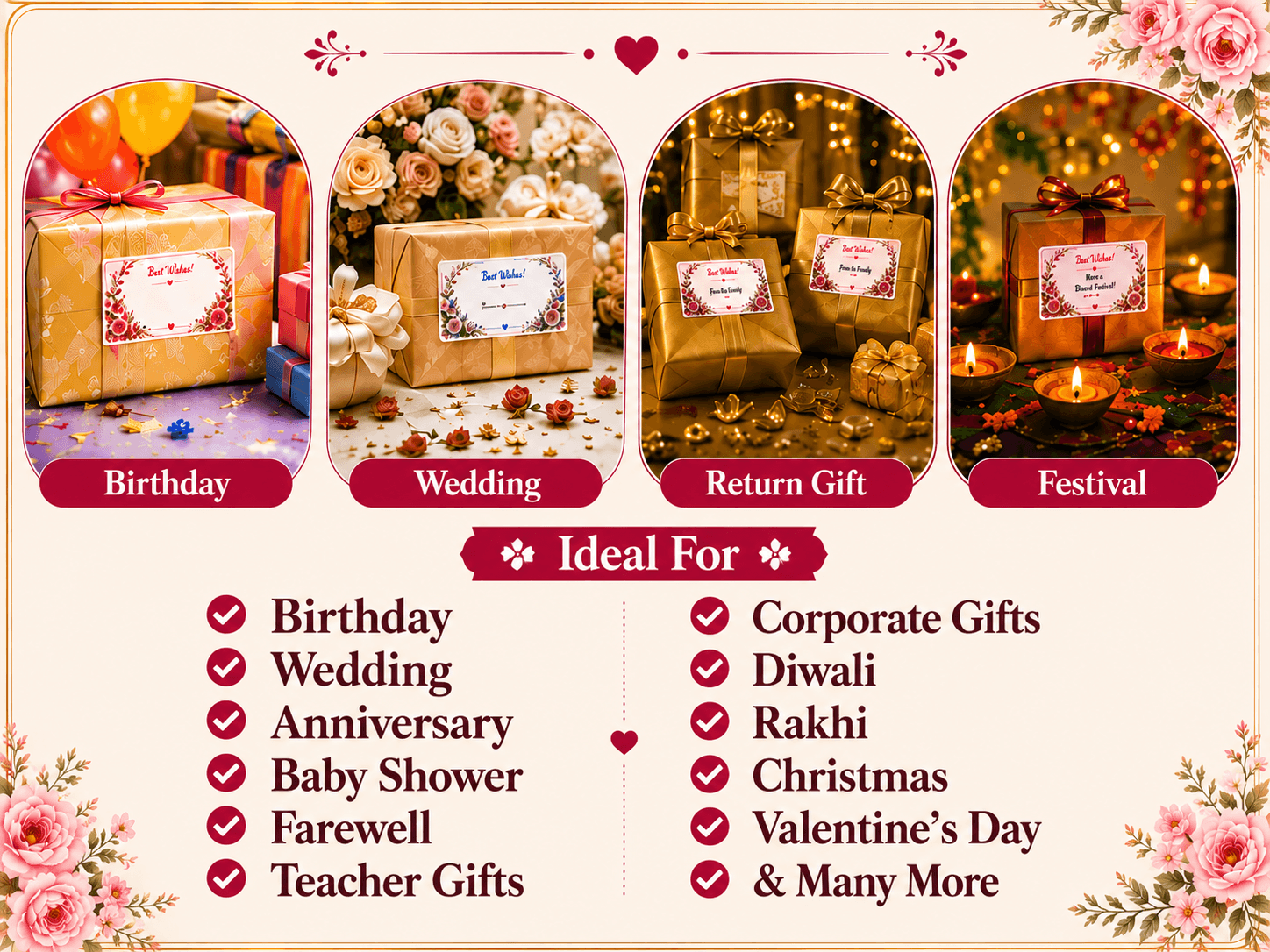 gift box sticker for multiple festival & occasion like diwali rakhi holi wedding birthday etc