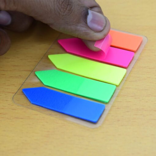 stationery neon sticky notes with multicolor and transparent features for students, readers, office,