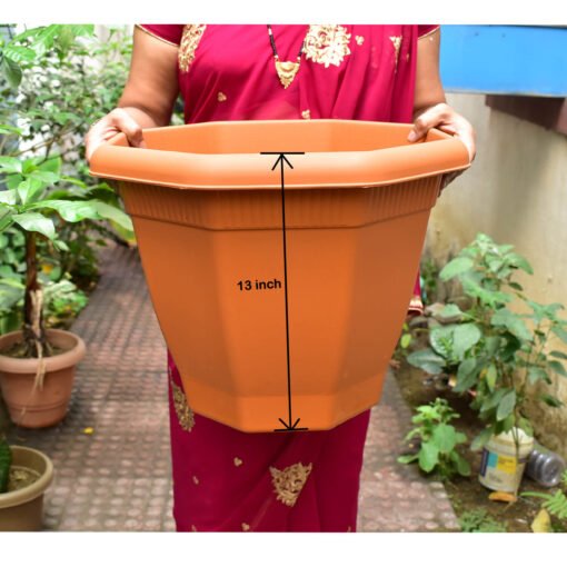 13 inch height octagonal shape plastic pot for plants
