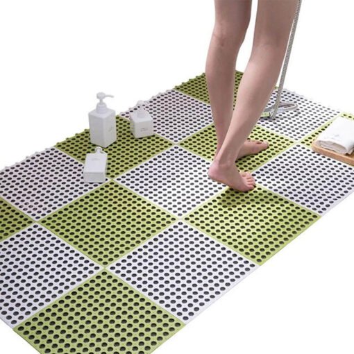 Bathroom anti-slip locking mat for slippery surfaces