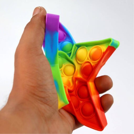 Silicone rainbow color star shape poppit toy