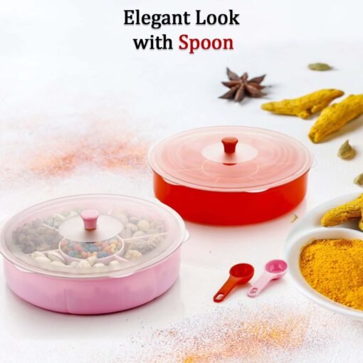 buy online multicolor plastic 7 compartment quick open no-airtight spice masala storage box for kitchen