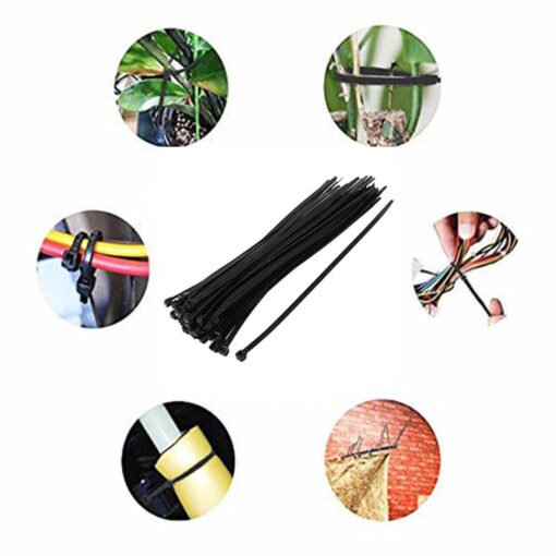 multiple uses of 4 Inch Nylon self locking heavy duty strong cable wire Ties for gardening, electric wires, workshops, home