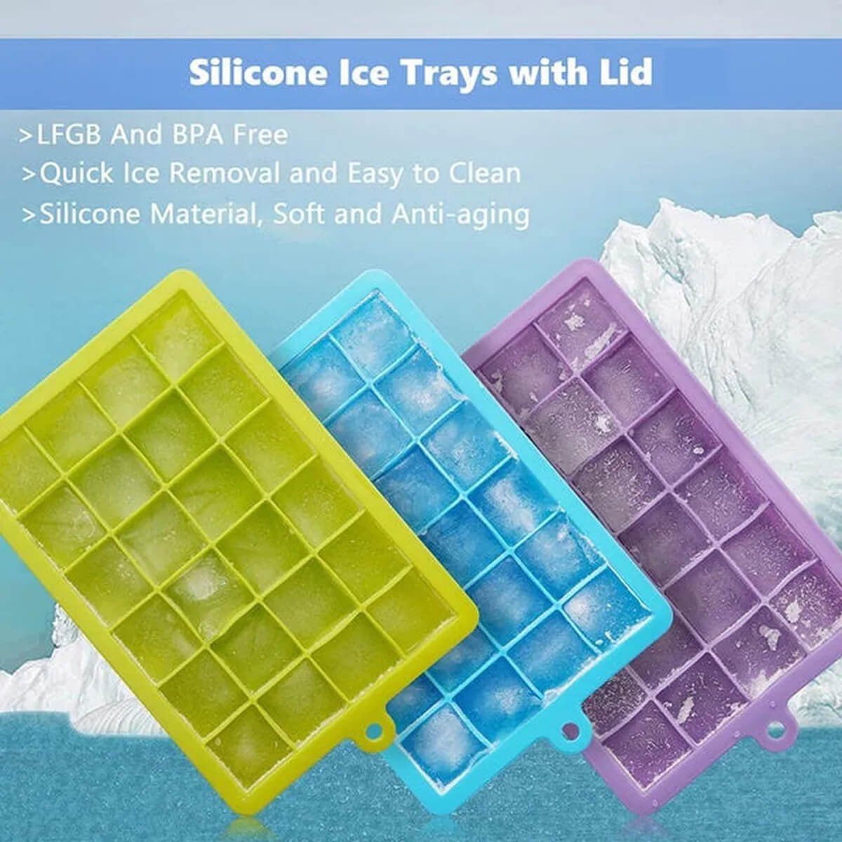 1pc Set Of Random Small Medium Large Ice Cube Tray With Lid