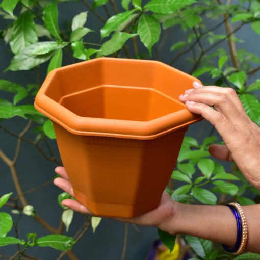 plastic pot for gardening plants octagonal shape