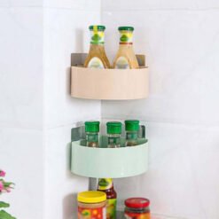 buy online Corner Shelf Bathroom Kitchen Rack Self Adhesive Shower Caddy Plastic Triangle Wall Mount Storage Basket