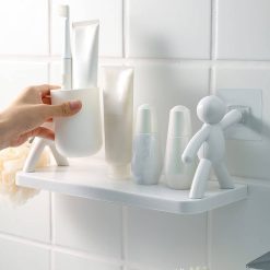 Self adhesive without drilling wall mount shelf stand for kitchen, bathroom, bedroom, office