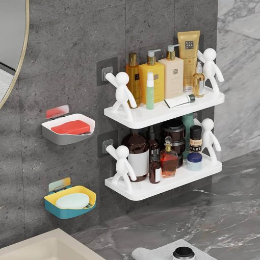 Self stick wall shelf for bathroom no drilling requirement