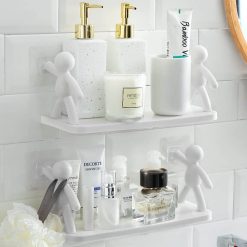 beautiful human hook hanging self stick without drilling wall shelf stand plastic
