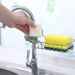 Stainless steel sink faucet sponge soap holder for kitchen