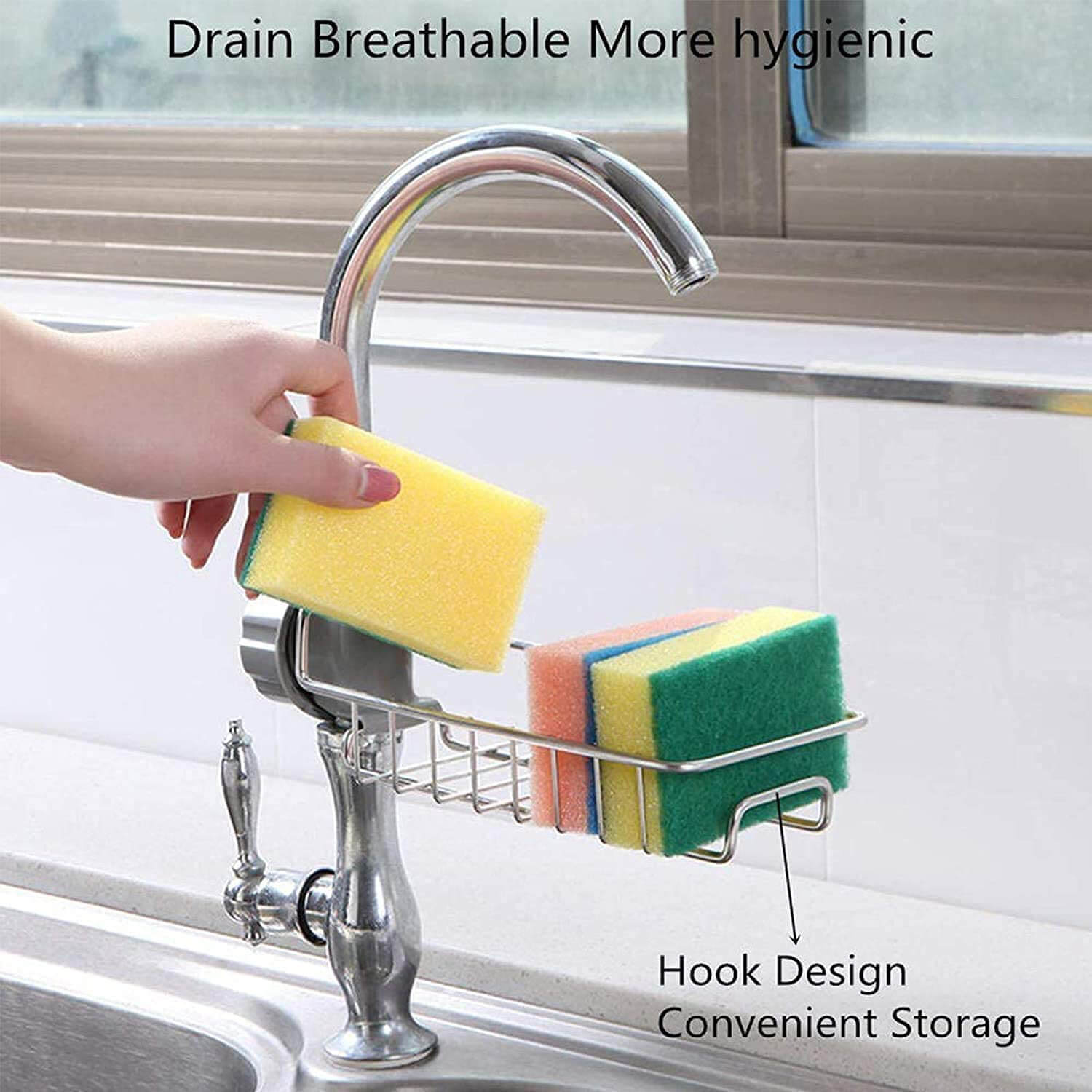 Stainless steel sink faucet sponge soap holder for kitchen & bathroom (original 1st quality) - Image 4