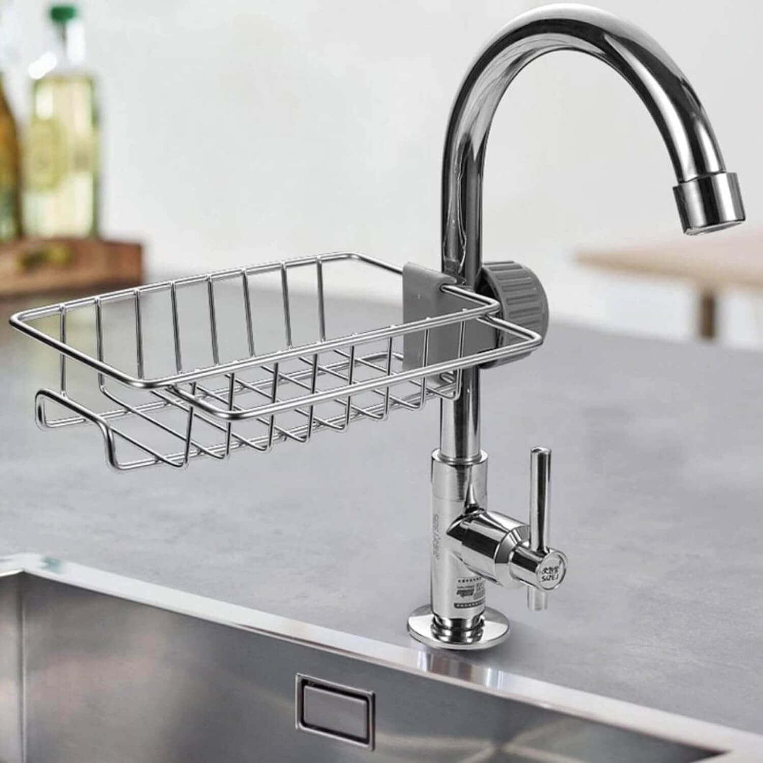 stainless steel soap and cleaning sponge holder stand