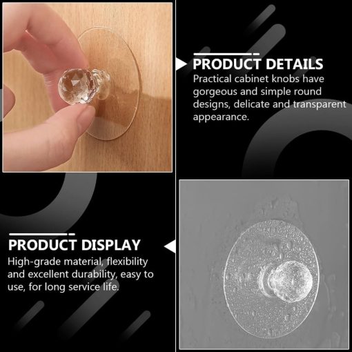 Drill Free Self-Adhesive Clear Cabinet Drawer Hook Knobs - Image 7