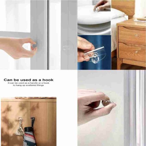 Drill Free Self-Adhesive Clear Cabinet Drawer Hook Knobs - Image 2
