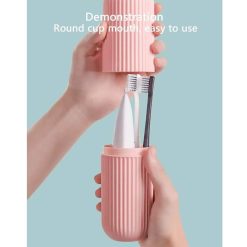 round capsule shape easy to use toothbrush toothpaste holder case