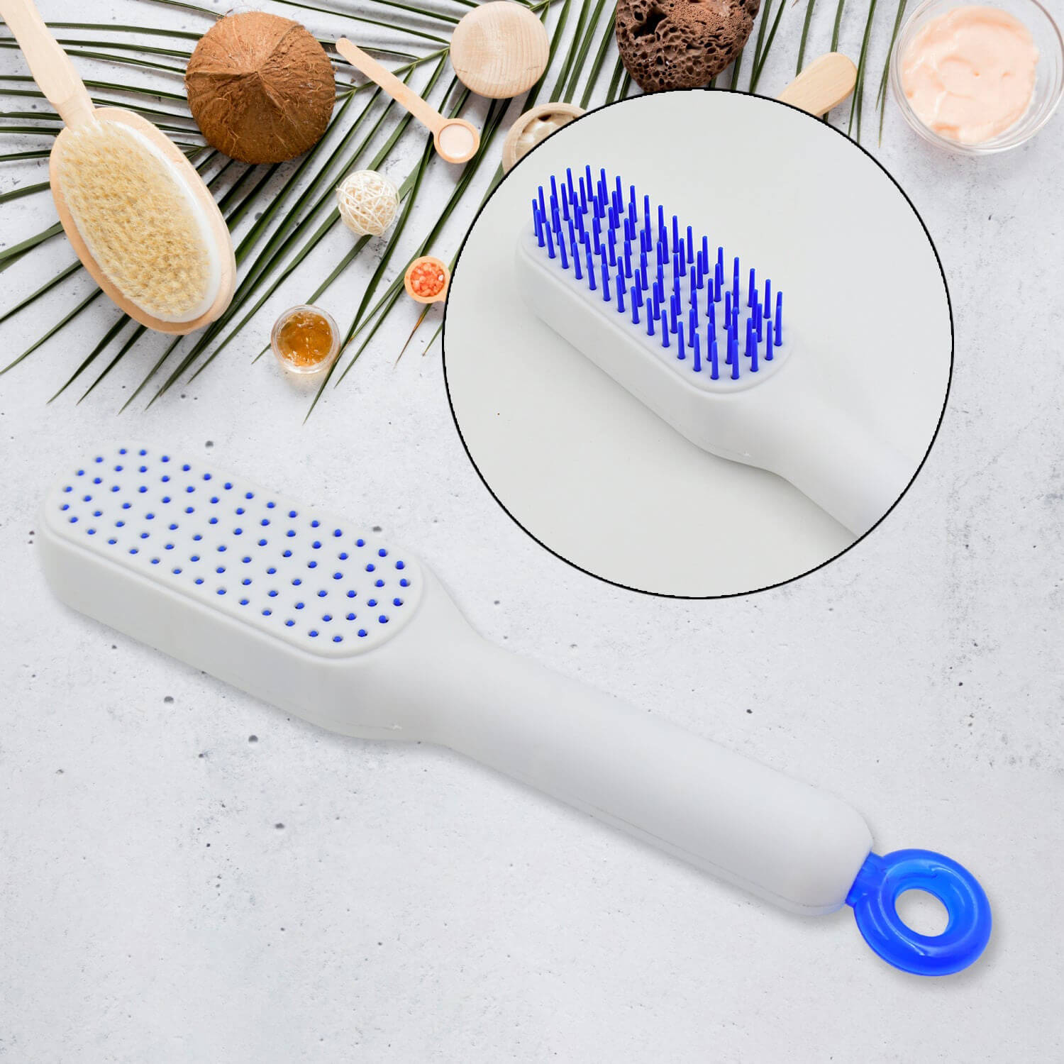 self cleaning hair comb for straight and curlying hairs both