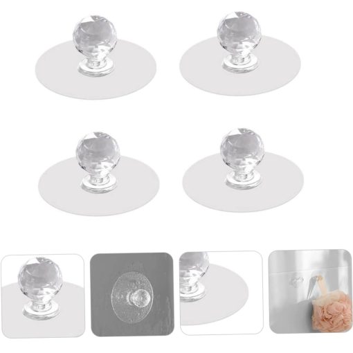 Drill Free Self-Adhesive Clear Cabinet Drawer Hook Knobs - Image 8