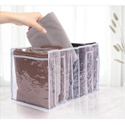 7 Grid Wardrobe Clothes Organizer for Socks, Scarves, Leggings, Skirts, T-shirts, Jeans (Premium Quality Washable Transparent PVC Material)