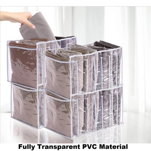 7 Grid Wardrobe Clothes Organizer for Socks, Scarves, Leggings, Skirts, T-shirts, Jeans, pants (Premium Quality Washable Transparent PVC Material) - Image 4