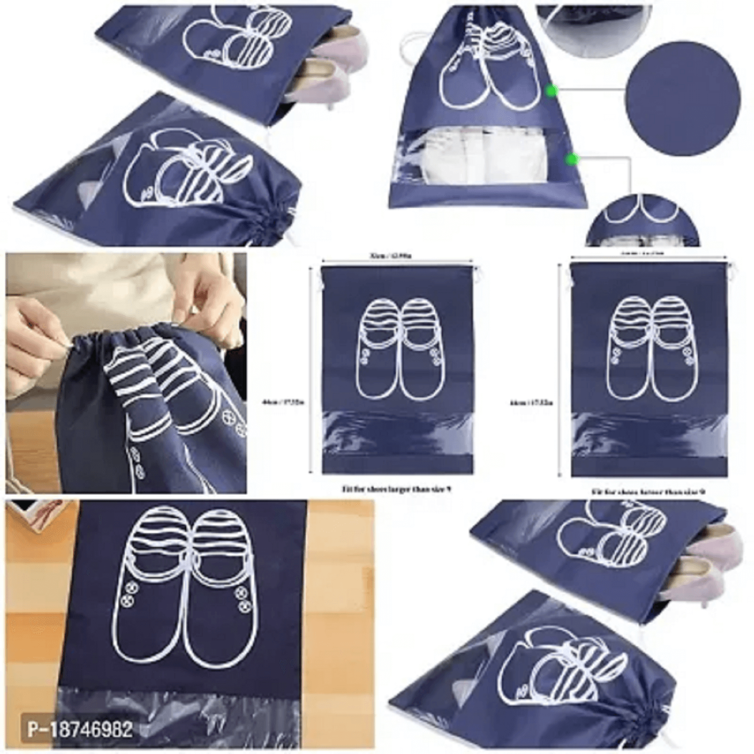Travel Shoe & Essencial Items Carrying Bag Pouches for Men & Women - Image 2