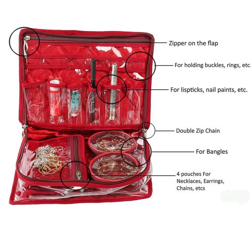 multipurpose jewellery and makeup item organizer bag with multiple pockets for different type of items