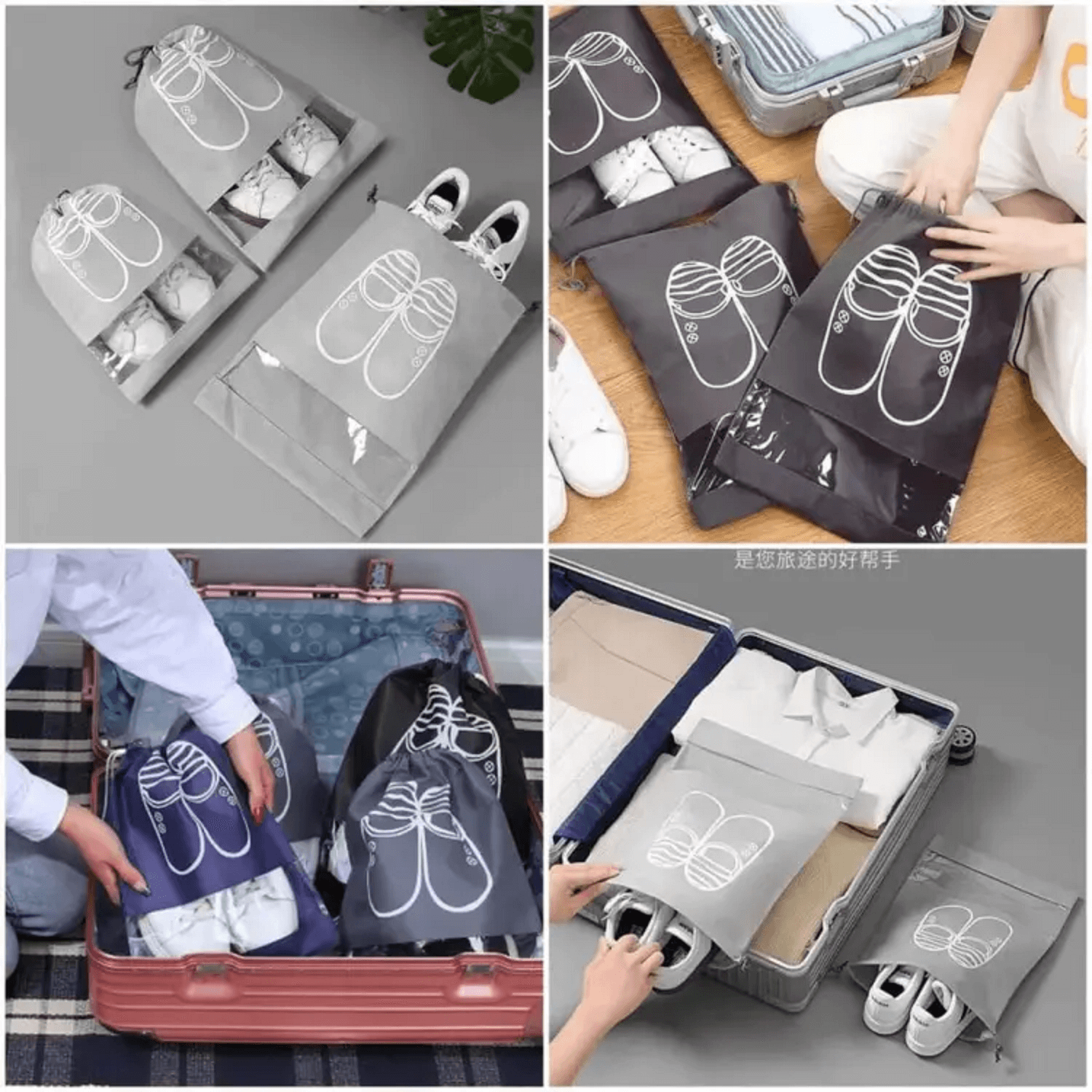 Travel Shoe & Essencial Items Carrying Bag Pouches for Men & Women - Image 4