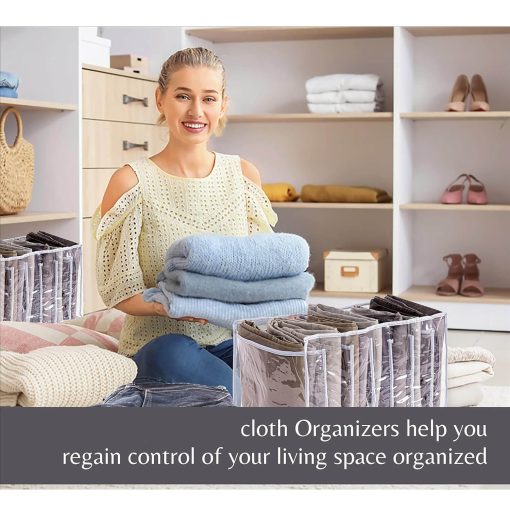 7 Grid Wardrobe Clothes Organizer for Socks, Scarves, Leggings, Skirts, T-shirts, Jeans, pants (Premium Quality Washable Transparent PVC Material) - Image 6