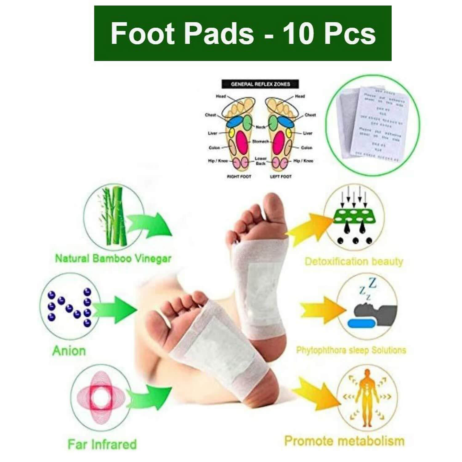 Kinoki cleansing detox foot pads, ginger & salt foot patch (5 pair, free size, white) - Image 3