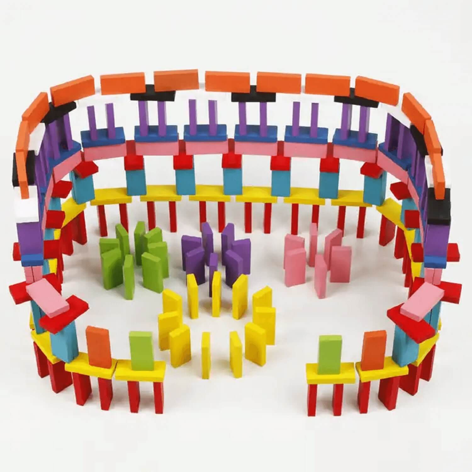 Colorful Dominoes game set for making different type of buildings structures racing fun
