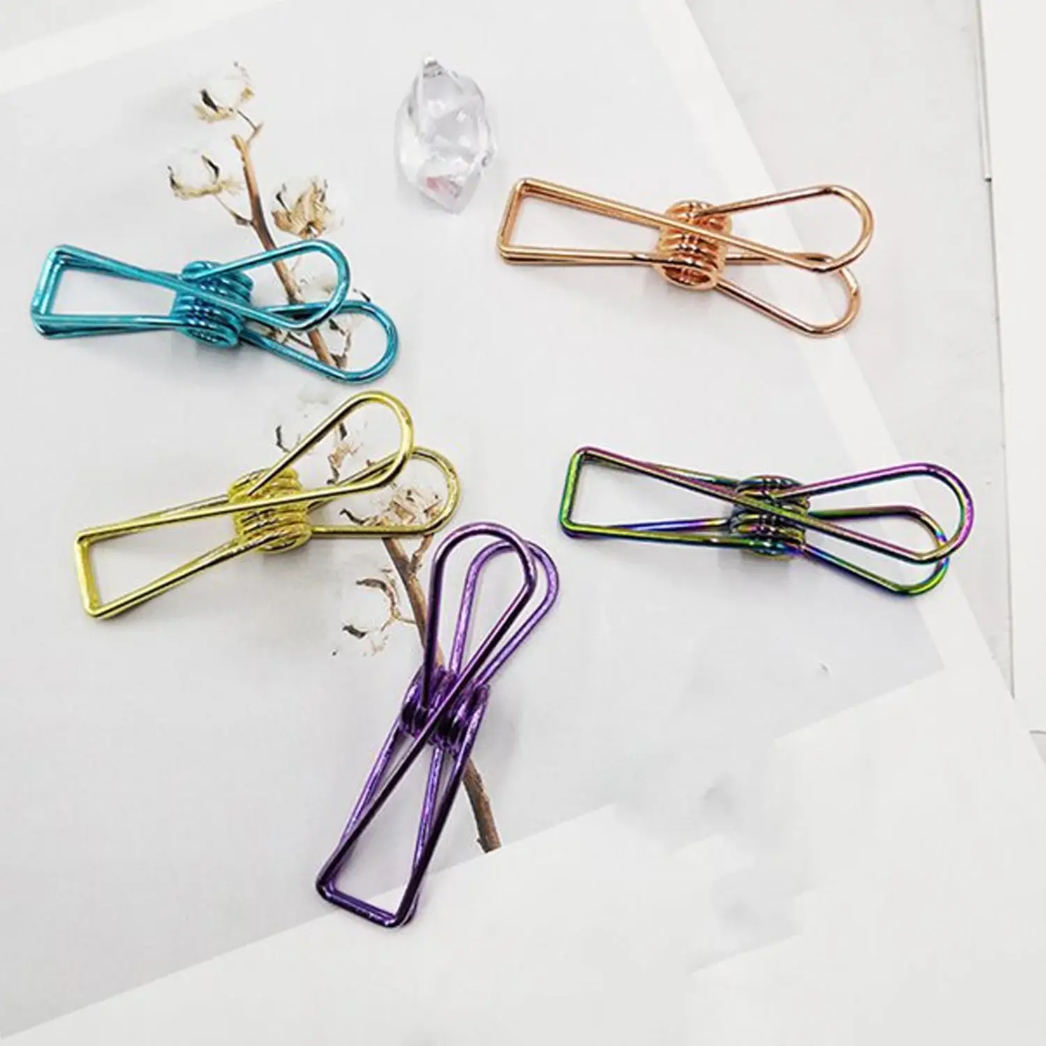 multipurpose multicolor stainless steel clothes hanging clips also use like paper clip