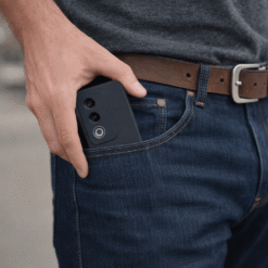 A person is easily carry mobile photo on pocket by using Hooxar silicone mobile cover for Oppo A3 Pro mobile