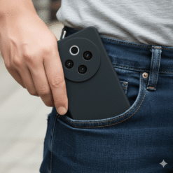 A person is easily carry mobile photo on pocket by using Hooxar silicone mobile cover of Vivo T4, iQOO Z10 mobile