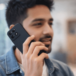 A person is on call by using Hooxar silicone mobile cover of Motorola Edge 60 or 60 Fusion mobile