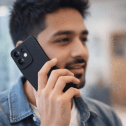 A person is on call by using Hooxar silicone mobile cover of Vivo V60 or Vivo T4 Pro mobile