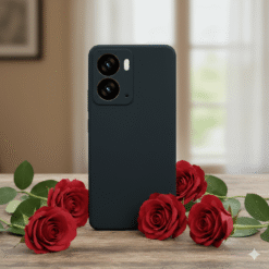 Hooxar silicone cover is on table with rose flowers, this cover is compatible with Realme P3 5G mobile