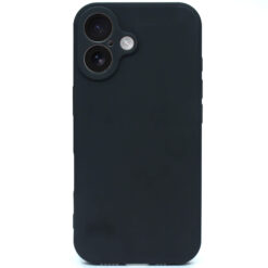 Silicone back cover for Apple iPhone 16 5G mobile with inside microfiber cloth black color