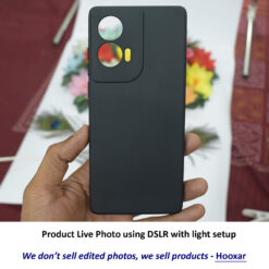 live photo of Hooxar Motorola Edge 50 Fusion 5G, Motorola G96 5G mobile back cover, silicone, black, on hand