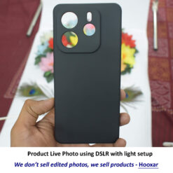 live photo of Hooxar silicone back cvoer for Mi Redmi Note 14 5G mobile, silicone, black, on hand