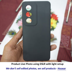 live photo of Hooxar silicone back cvoer for Oppo A3 Pro 5G mobile, silicone, black, on hand