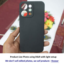 live photo of Hooxar silicone back cvoer for Oppo Reno 14 5G mobile, silicone, black, on hand