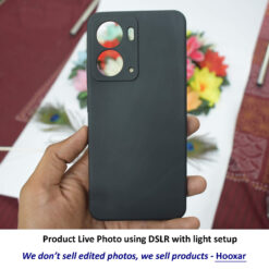 live photo of Hooxar silicone back cvoer for Realme P3 5G mobile, silicone, black, on hand